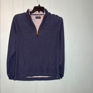Navy Blue Quarter-Zip Sweater with Stand-Up Collar